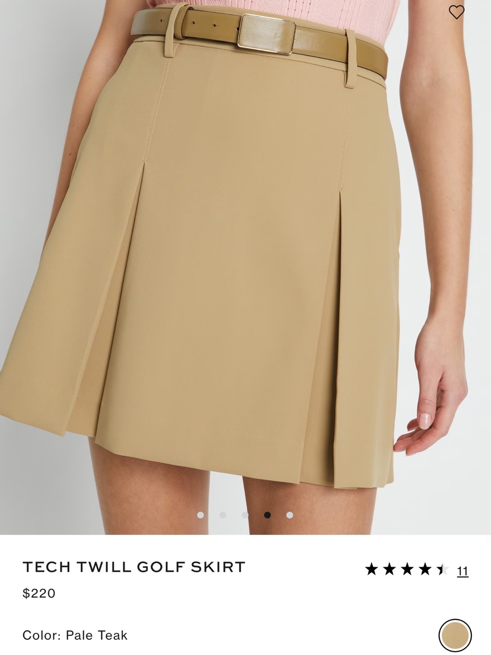 Tory Sport Pale Teak Pleated Tech Skirt
